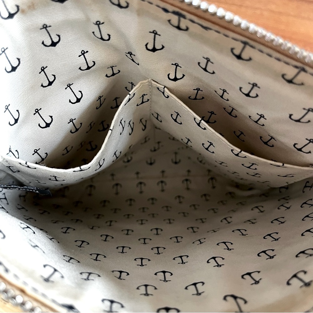 BRIGHTON Leather Mini Crossbody Bag |Seashell Graphic | Cream Navy Coastal Chic - Picture 6 of 16